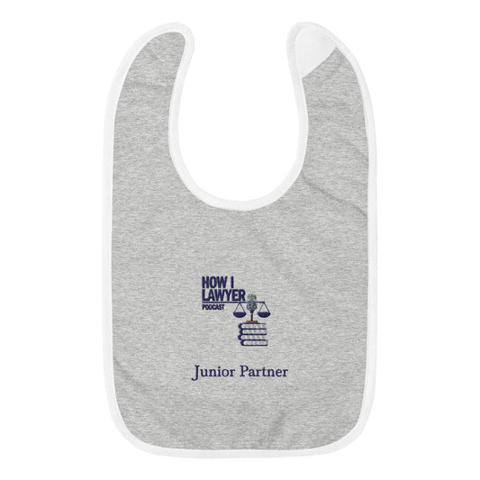 How I Lawyer "Junior Partner" Embroidered Baby Bib